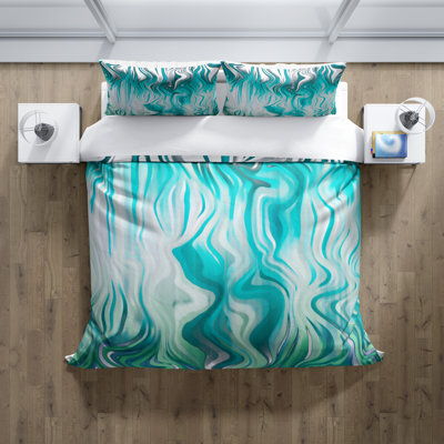  Ensemble de housse de couette en microfibre bleu et blanc