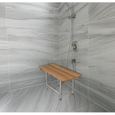 Banc de douche 18 po x 26 po en teck brun