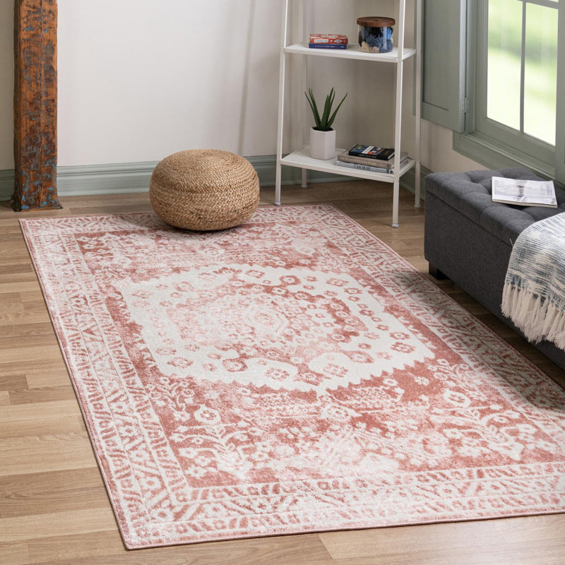 Tapis oriental rose / ivoire Braggs, Rectangle 5 pi 3 po x 8 pi