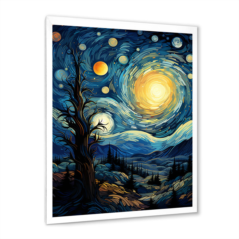 «Chisnell The Starry Night Over The Rhone III», reproduction sur toile, H 40 po x l 30 po x P 1,5 po, Cadre photo blanc