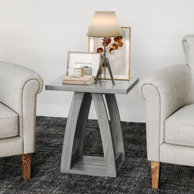 Table de bout 19,69 po, petite table d'appoint pour salon, chambre à coucher, table de chevet (ensemble de 2), Gris, 2
