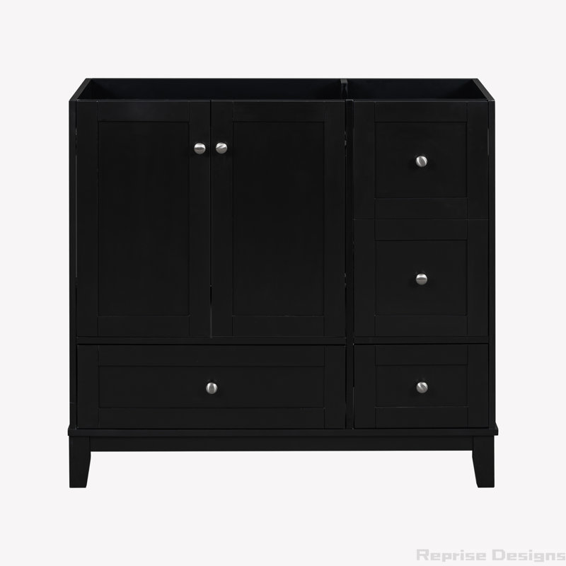 Base de meuble-lavabo simple 35,4 po seulement, Noir