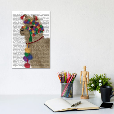 «Llama Traditional 2, Portrait Book Print» par Fab Funky - impression d'art graphique