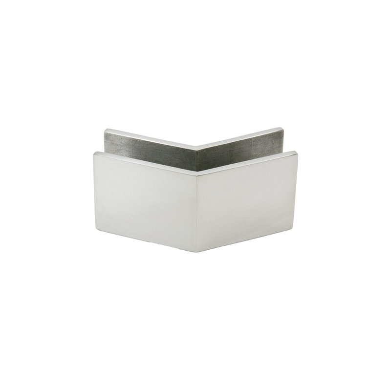 Pince pour devant de centre commercial FHC CMF26 - 135 degrés carrés pour verre de 3/8 po à 1/2 po - Acier inoxydable poli
