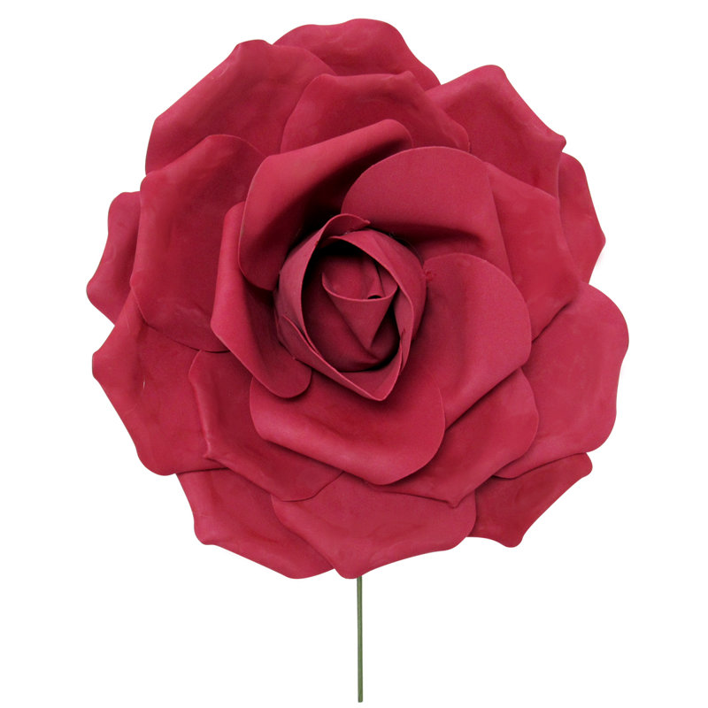Grande tige rose en mousse, H 20 po x l 20 po x 7,5 po, Bourgogne