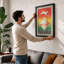 Leaping Rabbit Art Deco - Framed Print-983803497-983803496