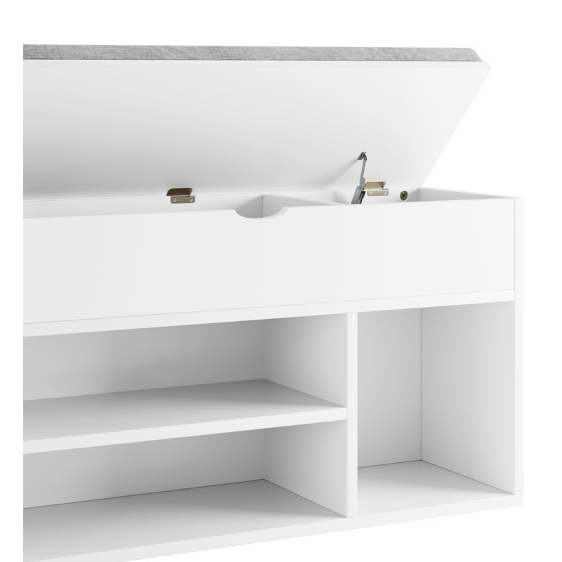 Banc à chaussures avec coussin et tablette réglable, Blanc