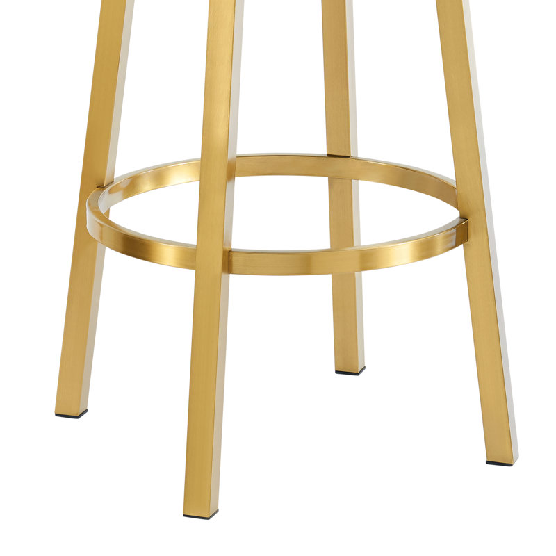 Tabouret de bar ou de comptoir pivotant Deherrera, Blanc, Tabouret de comptoir (siège d'une hauteur de 26 p, Doré
