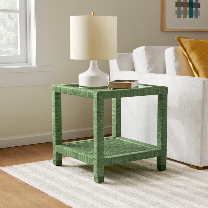 Graham Glass Top End Table, Celery
