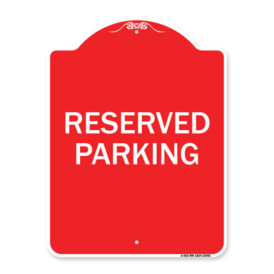 Enseigne Signmission Designer Series - Stationnement réservé, jaune vif | Panneau architectural rouge et blanc en aluminium de gros calibre 18 po x 24 po | Protégez votre entreprise et votre commune | Fabriqué aux États-Unis