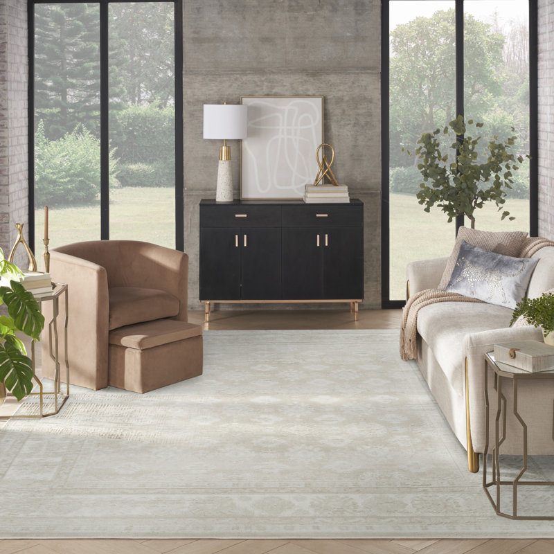 Tapis ivoire beige rétro 7 pi 10 po x 9 pi 10 po Leuchte, Rectangle 7 pi 10 po x 9 pi 10 po