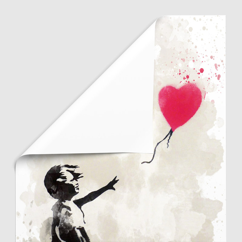 Banksy Girl with Balloon Wall Graffiti Art - Wall Art, Wrapped Canvas, 42cm H x 29.7cm W x 0.01cm D