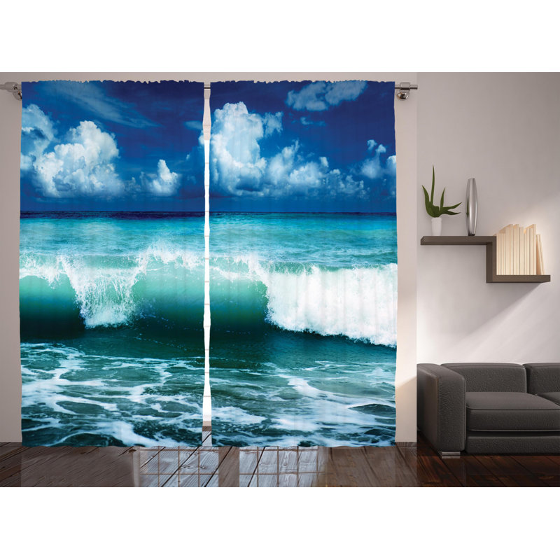 Ocean Semi-Sheer Rod Pocket Curtain Panels, 54" W x 84" L
