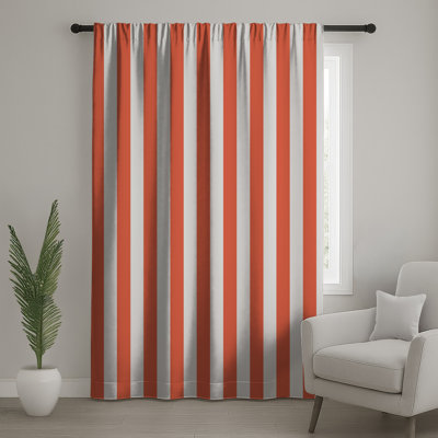 Red White Stripes Window Curtains, Stripes Sheer & Blockout Curtains - 1 Panel