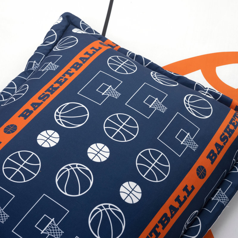 Édredon de basketball réversible surdimensionné gris anthracite, Blanc, Double