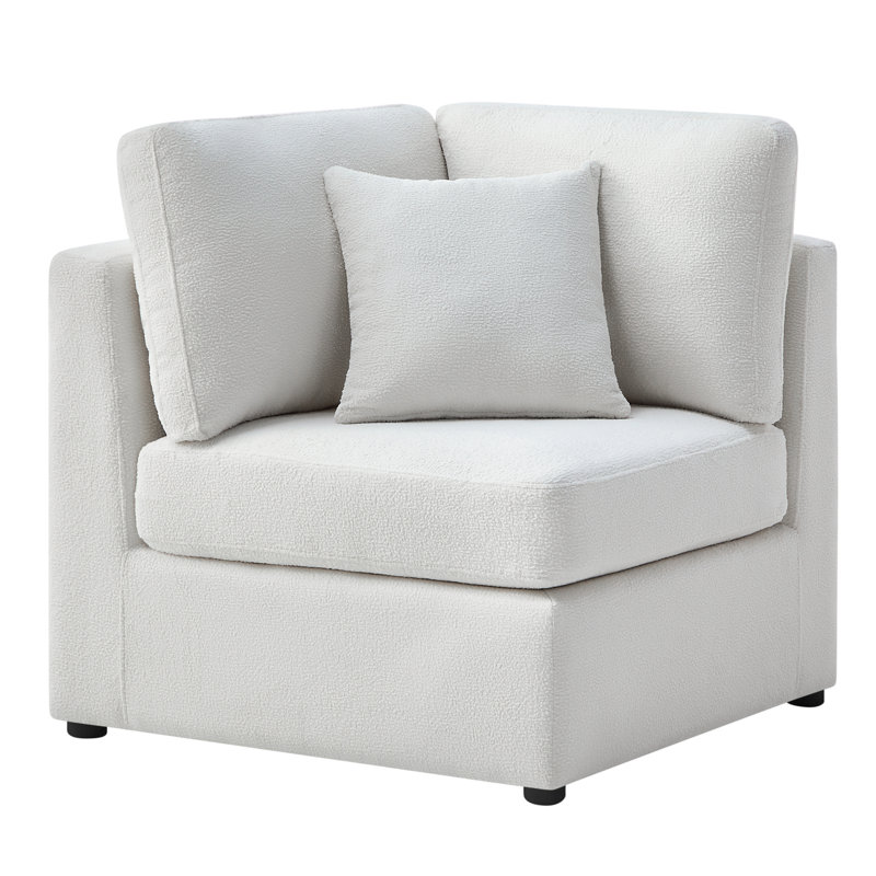 Chauncy Corner Wedge Chair - Ivory, Ivory Polyester