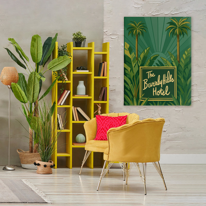 Toile rétro de Beverly Hills Hotel, design par Amelia Noyes, H 48 po x l 36 po