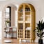 Arched Modern Wine Cabinet With Glass Doors, Drawer, And Wine Rack, 3-Tier Freestanding Liquor Storage With Gold Handles, For Dining Room Or Living Room-2013419314
