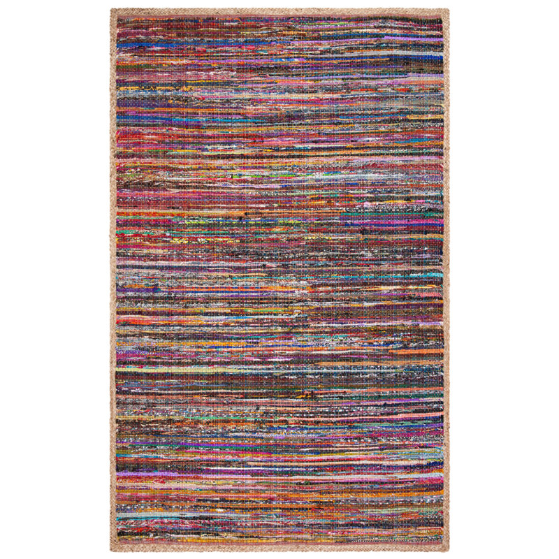 Naveen Hand Woven Cotton And Jute Abstract Rug, Rectangle 5' x 8'