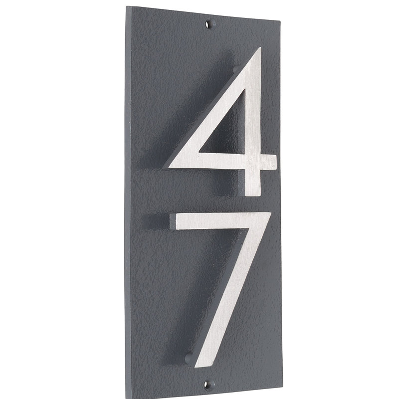 Plaque d'adresse murale flottante sur 1 ligne, Nickel satiné deux tons, Oui, Gris