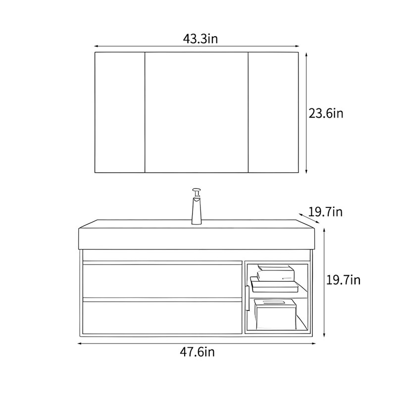 Log style simple bathroom cabinet
