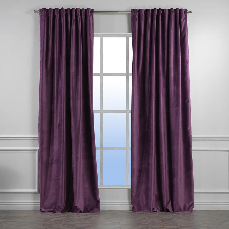 Rideau simple extra long et extra large en velours mat luxueux, 50 éminence, L 100 po x L 240 po