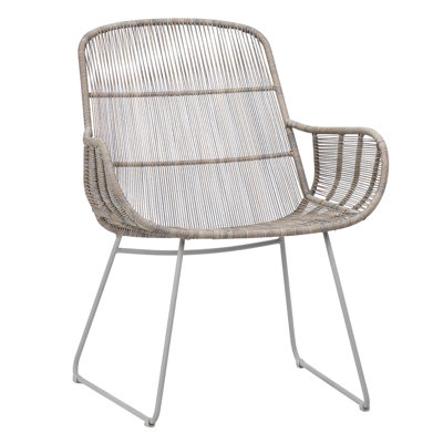 Anton Outdoor Rope Armchair with Metal Frame, Sand & White