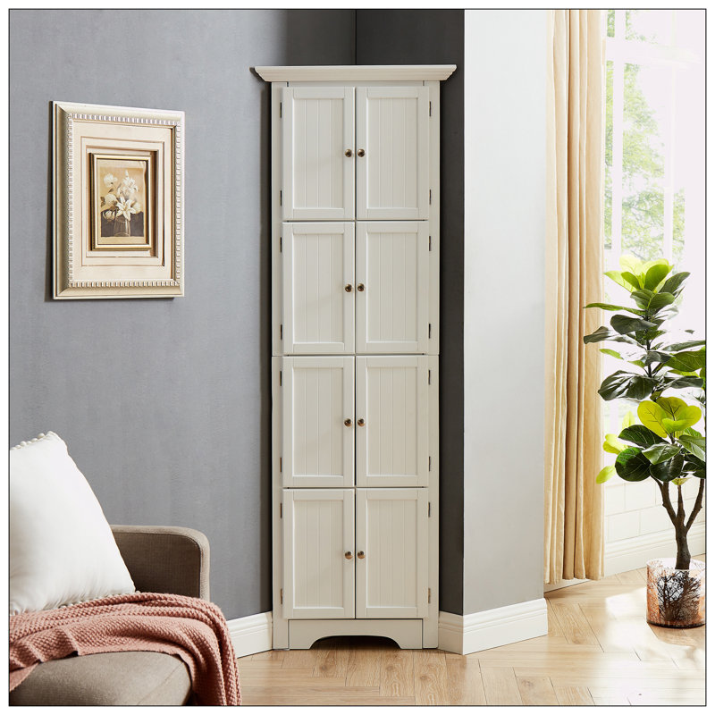 Grande armoire de rangement avec portes et 4 tablettes, Blanc