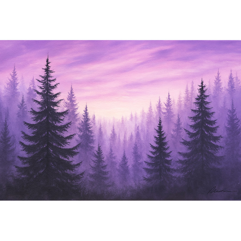 «Lavender Pines at Dusk», art mural sur toile