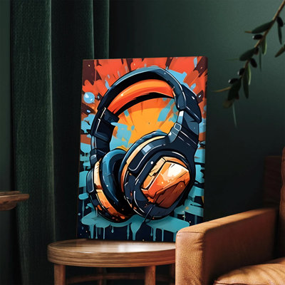 1 PC, affiches murales encadrées et vibrantes de style graffiti sur toile, art mural, musique abstraite moderne, décor pour le salon, la chambre à coucher, le bureau, la décoration de la maison, étirée, prête à être suspendue, impression d'art urbain coloré