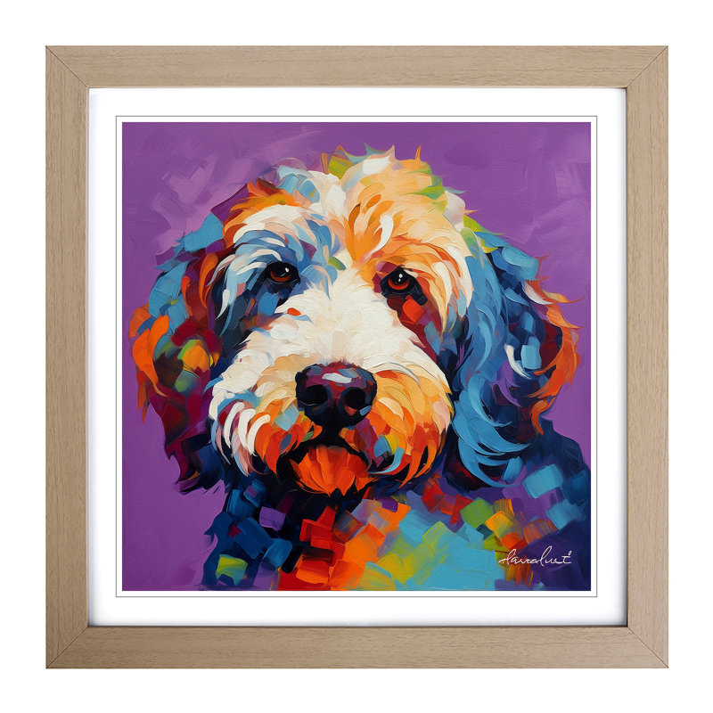 Labradoodle Fauvism No.2 - Framed Print, Oak