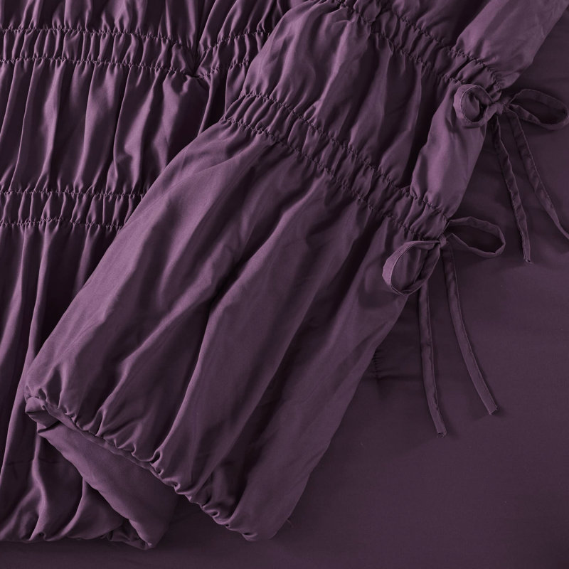 Édredon très grand 3 pièces, teinte mauve, motif, décorations de cravate, microfibre, toutes saisons, approuvé Standard 100, mauve lavable à la machine, embellissements romantiques, doux