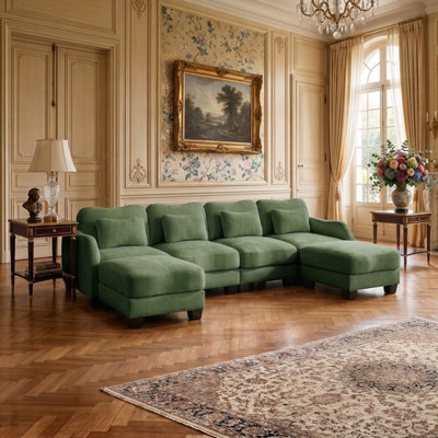 Canapé modulaire modulaire en forme de U avec repose-pieds et coussins de taille, design incurvé moderne et ergonomique, assemblage facile
