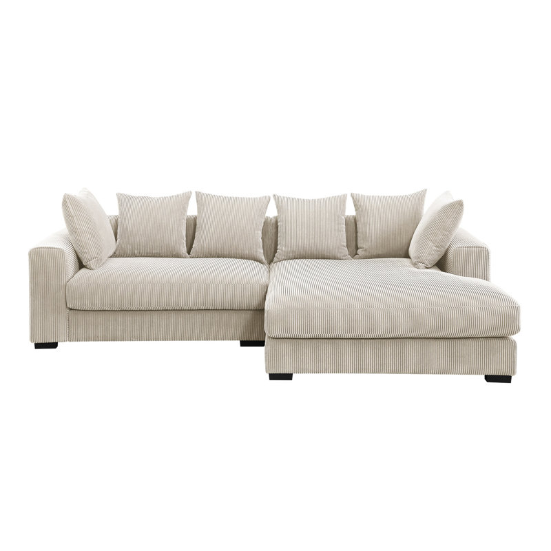 Canapé modulaire 3 pièces en velours côtelé beige avec rembourrage confortable en mousse pour des moments de détente, Beige