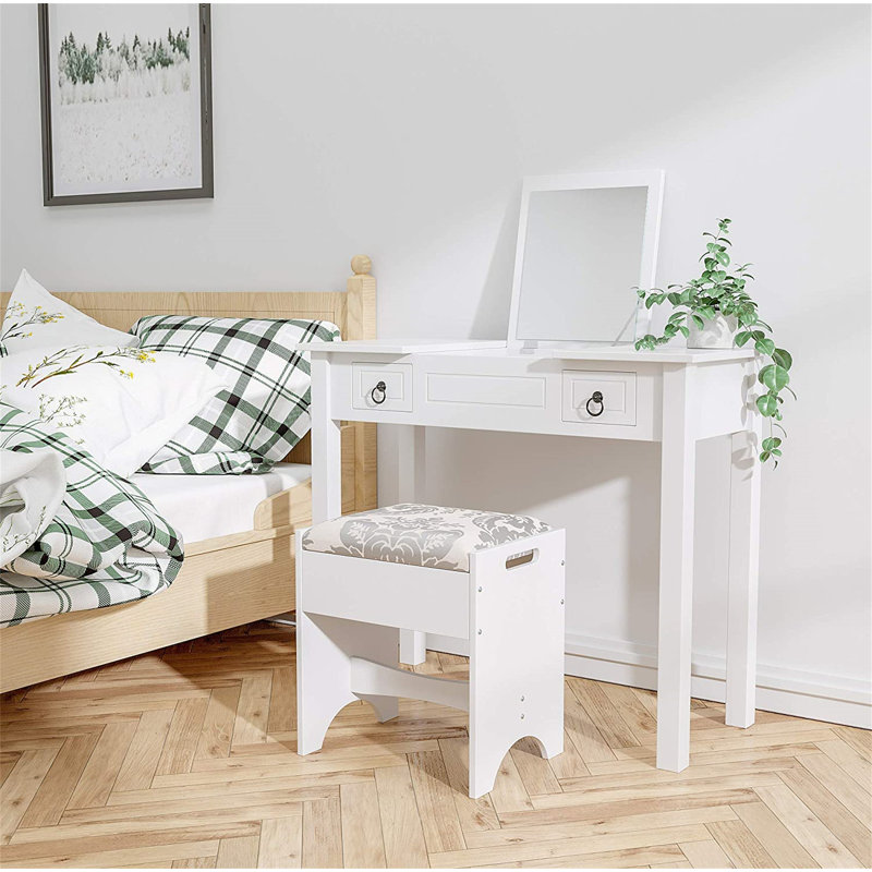 Ensemble coiffeuse avec tabouret et miroir