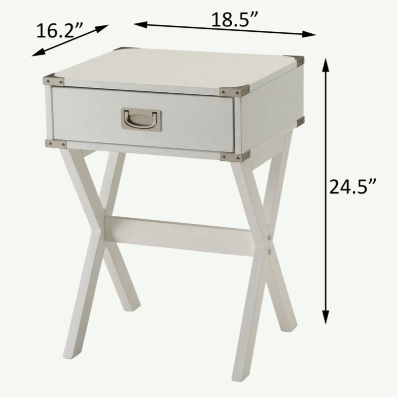 1-Drawer End Table, White
