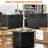 L-Shaped Bar Table with Built-In Power Outlets, Storage Drawer, Removable Steamware Racks, and Fluted Panel Design – Perfect for Home Pub, Office, or Store, 51.1"W x 39.3"D x 44.0"H