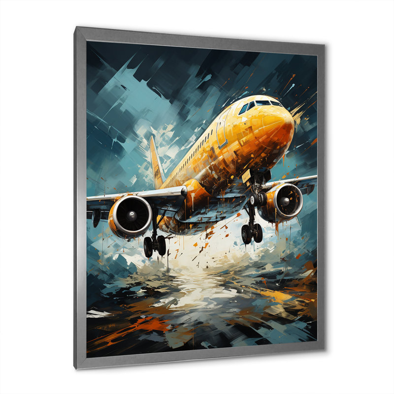 Orange Aerodynamics Plane - Plane Canvas Prints, Cadre photo argenté, H 44 po x l 34 po x P 1,5 po