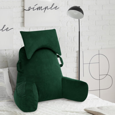 Comfy Reading Pillow With Head Rest,Backrest Pillow With Arms & Pockets
