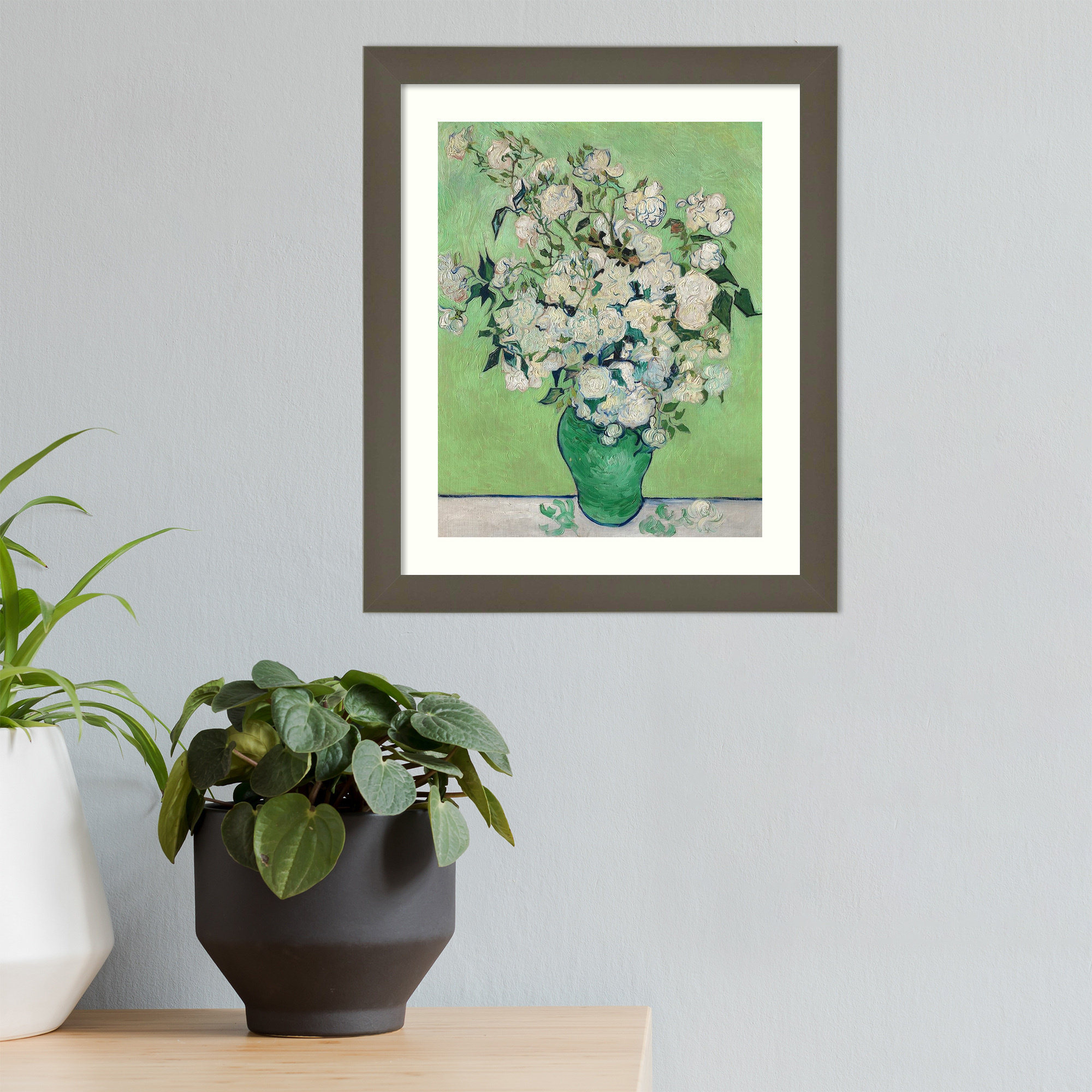 Roses by Vincent Van Gogh, Gray, 13.17" H x 11.05" W x 0.88" D