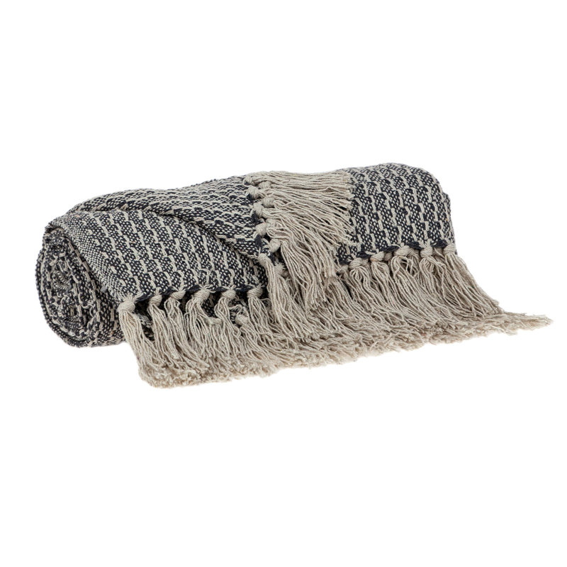 Jeté réversible en coton matelassé beige et noir