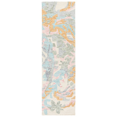 Louraine Hand Tufted Wool/Cotton Floral Rug in Ivory/Pink