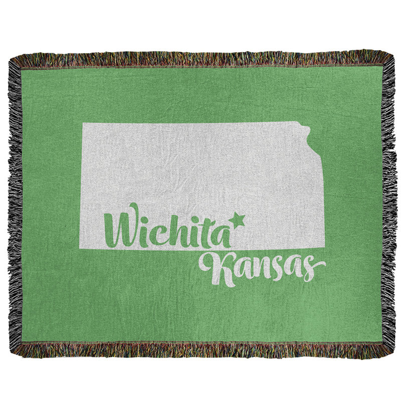 Jeté en coton tissé wichita kansas, l 50 po x L 60 po, Vert