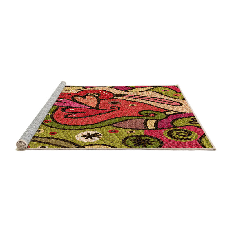 Tapis 100% à motifs lavables à la machine 2989 Pat694-ORG, Rond 5 pi