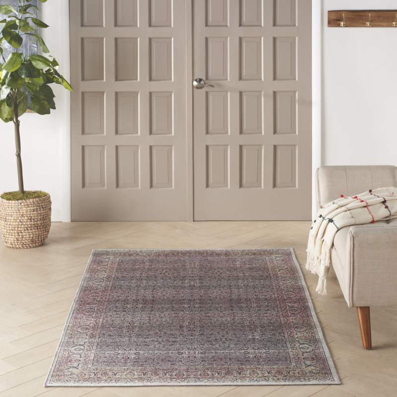 Machine Washable Persian Emerald Area Rug, Rectangle 5'3" x 7'3"