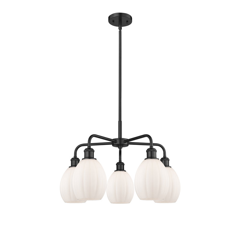 Lustre sphérique à 5 lumières Lelystad, Blanc mat, Noir mat