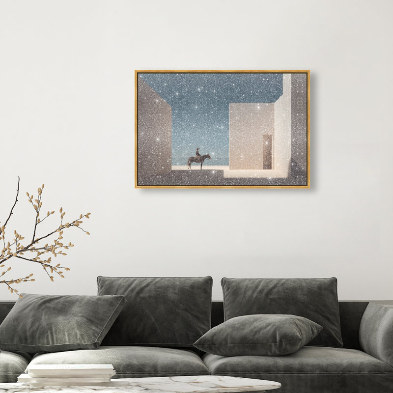 Lone Equestrian I Print by Oliver Gal, 11"H x 16"W, Gold Floater Frame
