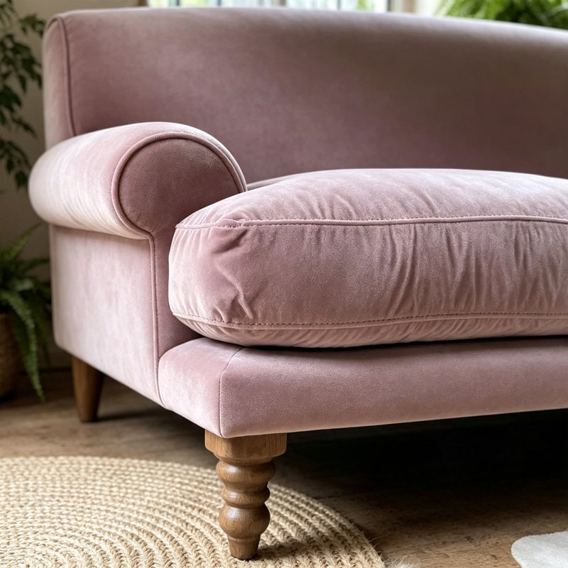 Canapé moderne simple en tissu d'ameublement en suède, Suède mauve, Brun