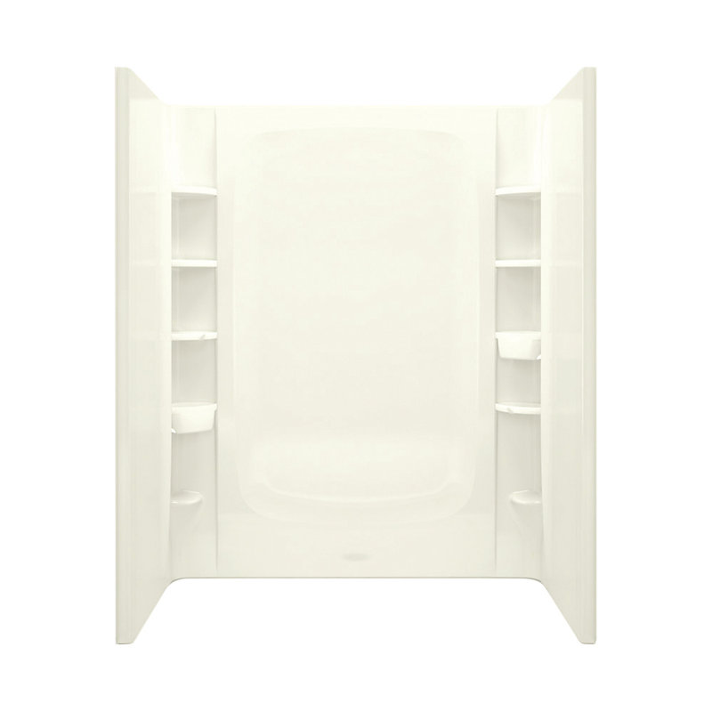 60" W x 75.75" H Frameless Rectangle Sliding Shower Kit with Towel Bar and Base Included, Silver, White