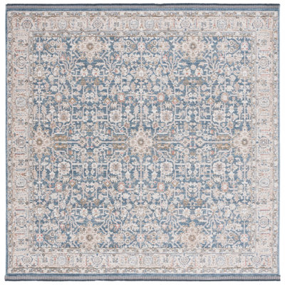 Tapis oriental en coton / polyester tissé à la machine en bleu clair Oriental